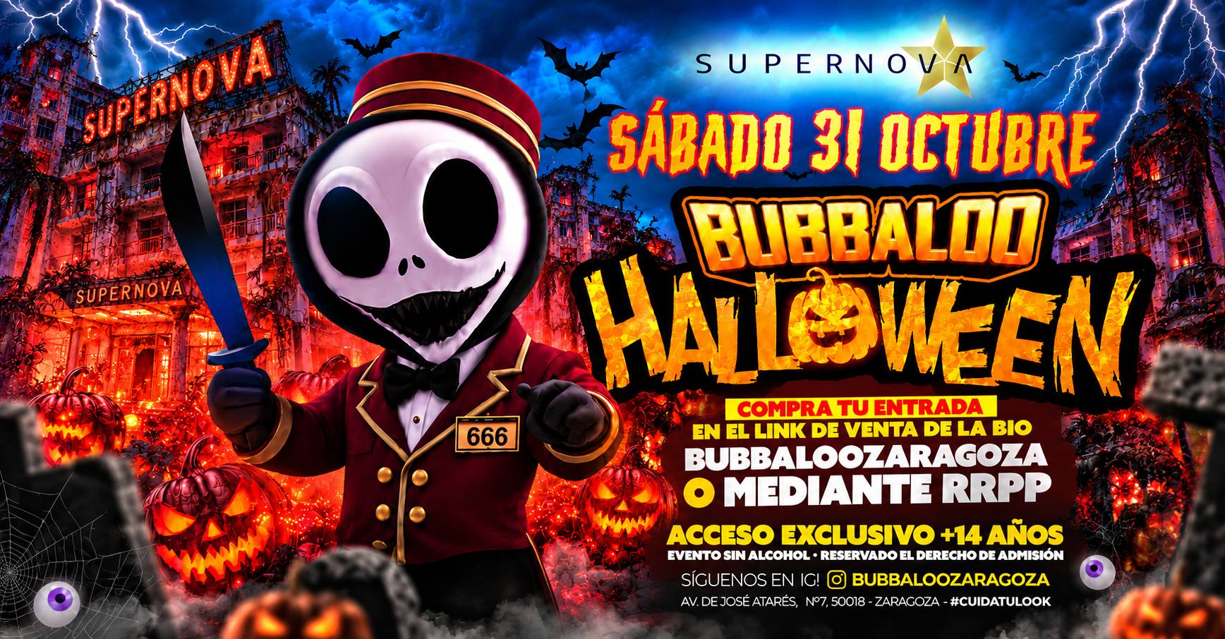 SESIÓN LIGHT BUBBALOO +14 AÑOS TARDE-31 DE OCTUBRE HALLOWEEN
